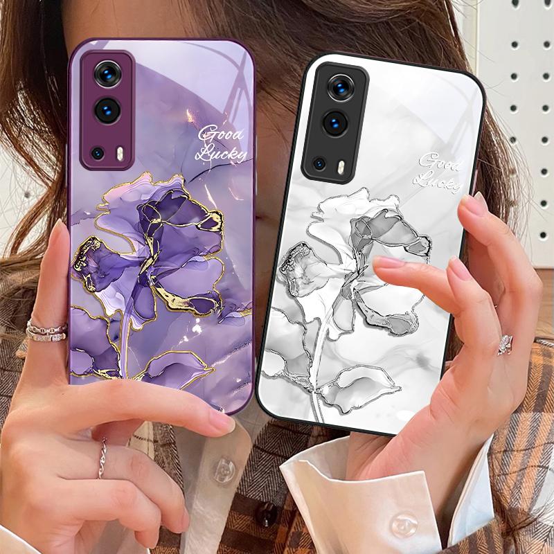 Чехол для телефона из закаленного стекла с текстурой розового мрамора для Vivo Y76 16 55 V29 Lite 5G 25 23 30 iQOO Z9X 12 Pro Neo X200 100 90 60
