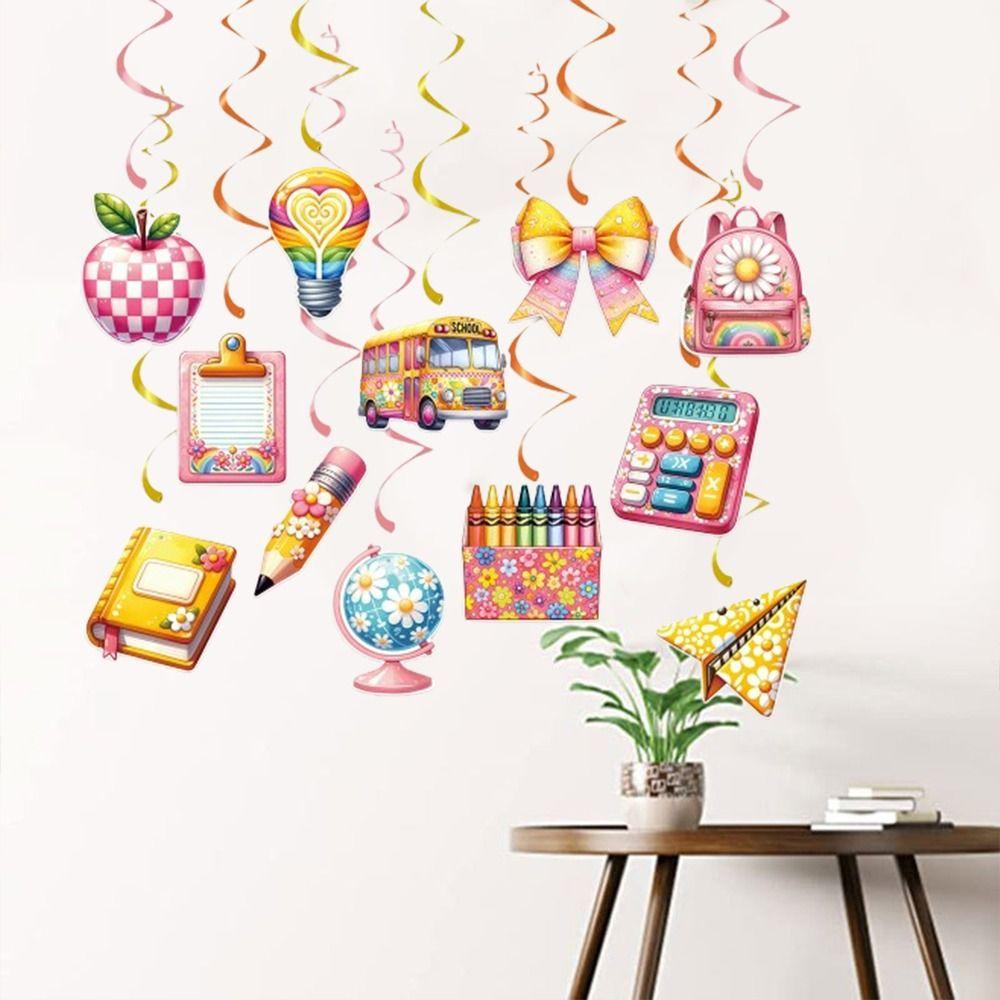 Бумажный спиральный баннер «Снова в школу» Красочный «Добро пожаловать» Подвесной флаг Класс Детский сад