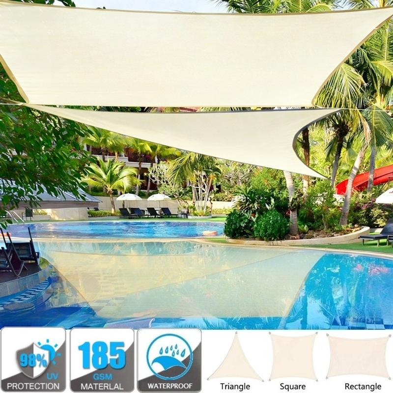 Heavy Duty Sun Shade Sails UV Protection Fade Tear Rust Resistant Rectangle Sunshade Canopy Curved Edges Blocks Sunlight Awnings