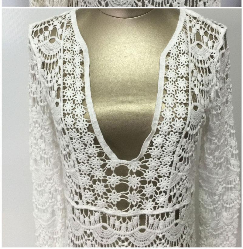 Сексуальная пляжная накидка крючком, белый купальник, платье, женский купальный костюм, пляжная туника