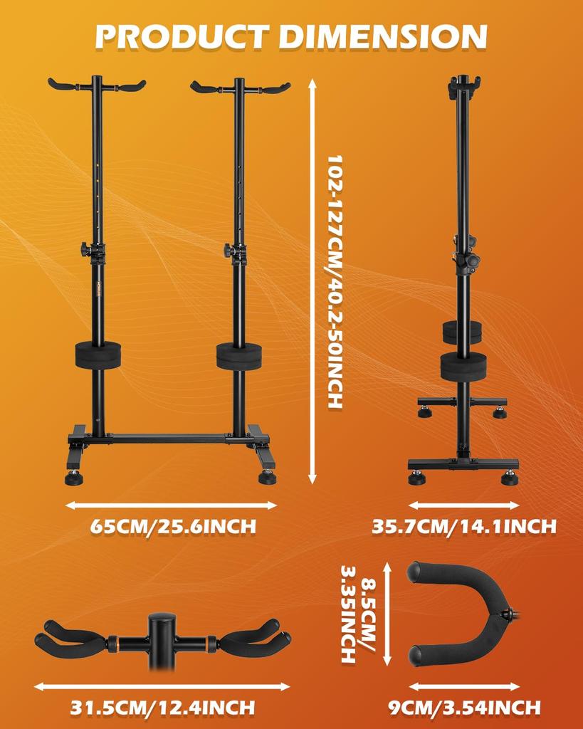 Стойка для гитары STRICH с 4 регулируемыми уровнями для акустической электрогитары, бас-гитары, банджо, стойка для мультигитары, 4 держателя, черная FH-S4