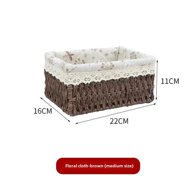 Корзина для хранения закусок, игрушек и всякой всячины, сплетенная из ротанговой бумаги