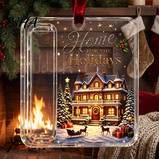 Transparent Acrylic Gift Ornament Christmas Money Holder Ornament, Cash Hanging Decor with Stocking Stuffer for Festive Pattern, Tree Pendant Surprise