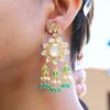 Kundan Gold Plated Earring 925 Sterling Silver Handmade Polki Jewelry Moissanite Earring