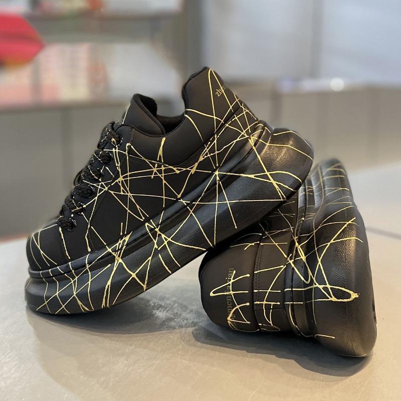 Versatile Men's Platform Vulcanized Shoes Luxury Brand Damping Wear-resistant Sneakers Anti Slip Increased Casual Walking Shoes