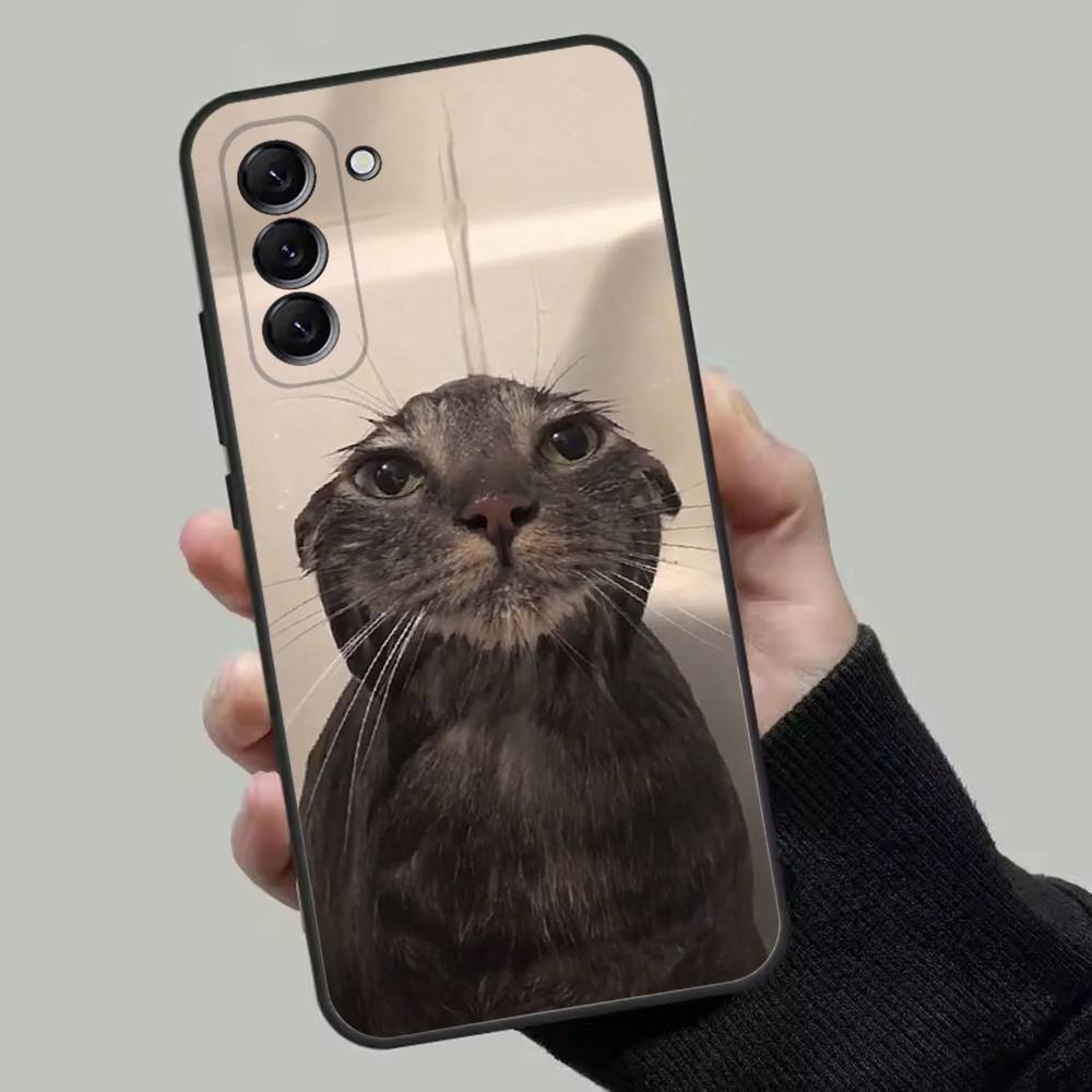 Милый смешной кошачий мем чехол для телефона для Samsung Galaxy A13,A21s,A22,A31,A32,A52,A53,A71,A80,Мягкий черный корпус