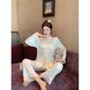 Пижама Ice Silk весна и осень женский костюм с длинным рукавом из французского шелка тонкая домашняя одежда