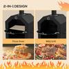 Steel 3-Tier Outdoor Pizza Oven Charcoal BBQ Grill, Black