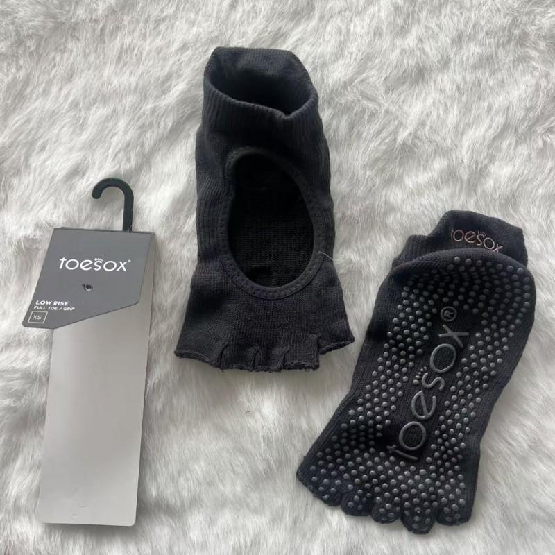 Cotton Toe-Separating Yoga Socks Pilates Barre Dance Fitness Non-Slip Grip Short Cuff Unisex