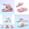 Уютные белые и розовые мультяшные домашние тапочки для девочек с нескользящей подошвой из ЭВА