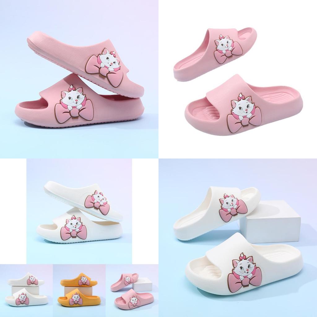 Уютные белые и розовые мультяшные домашние тапочки для девочек с нескользящей подошвой из ЭВА