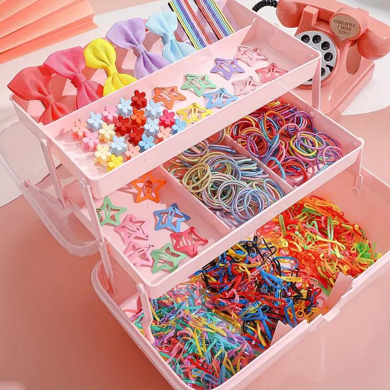 17KM 860 шт. различных наборов аксессуаров для волос, цветные эластичные повязки на голову, банты, цветы, звезды, многофункциональные милые заколки для волос, коробки не включены