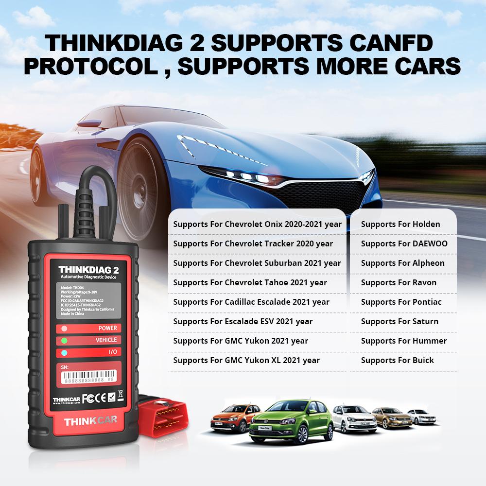 THINKCAR THINKDIAG 2 / KINGBOLEN Ediag Plus CAN FD Все системы 15 Сервисов Сброса Кодирование ЭБУ Сканер OBD2 Автомобильный Диагностический Инструмент