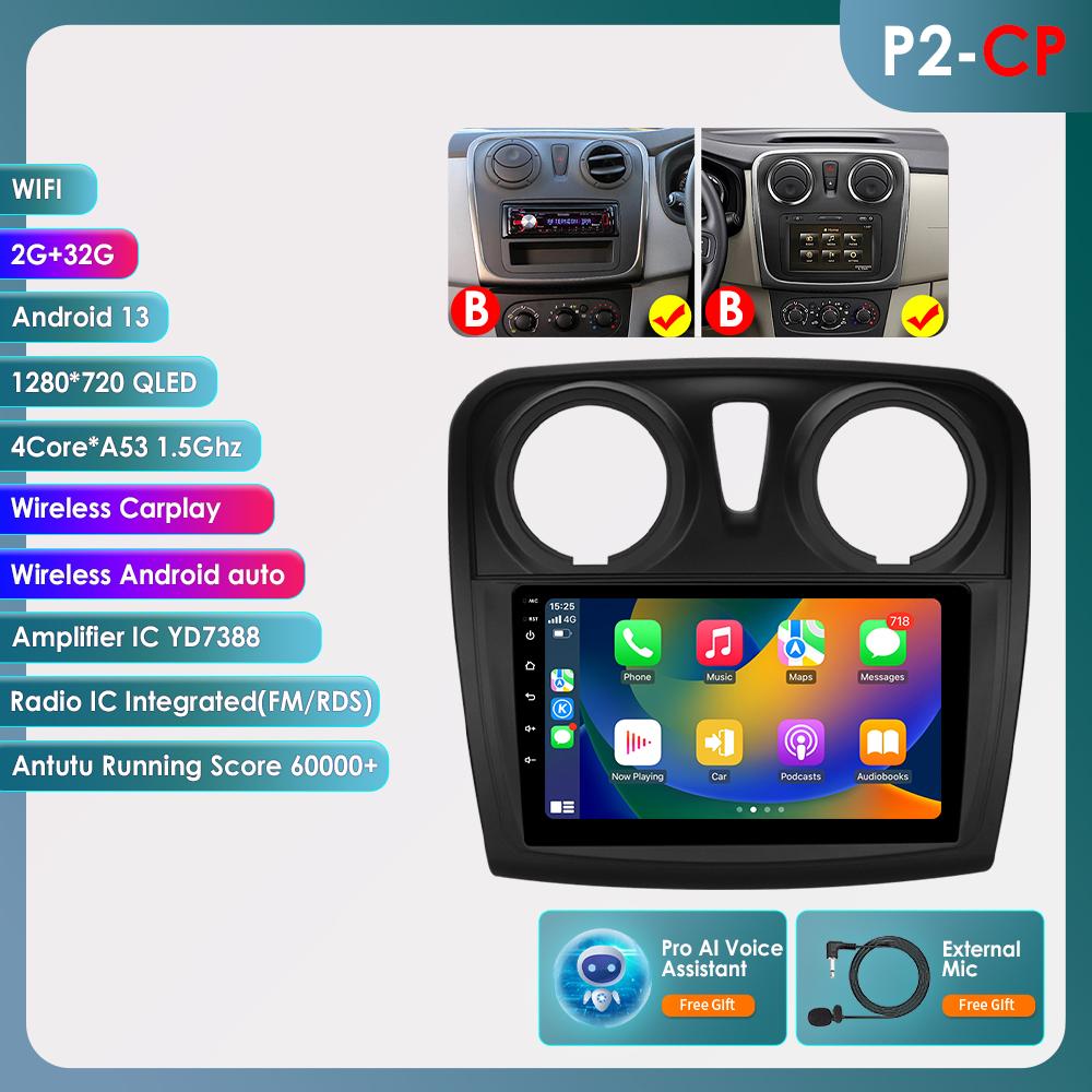 Hizpo Carplay 4G Android 13 автомобильное радио для Renault Logan 2 2014 - 2019 Sandero 2 мультимедийный видеоплеер GPS 2din Автомагнитола 7862 интеллектуальный экран