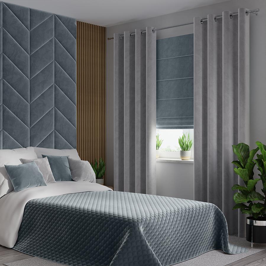 VELVI Decorative bedspread - blue, quilted elegance - 220x240cm