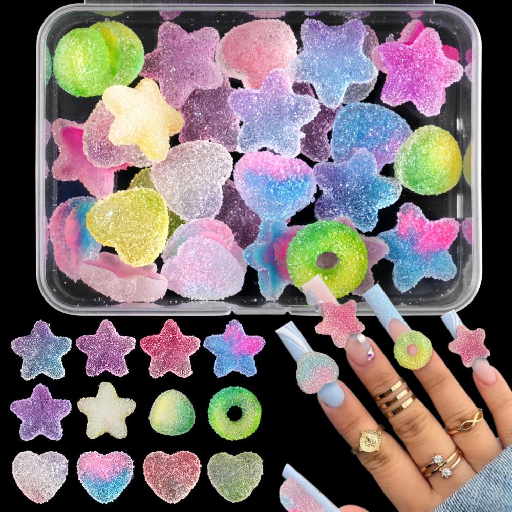 Lollipop Bead Butterfly 3D Resin Nail Charms Mix Colors Nail Accessories DIY Manicure