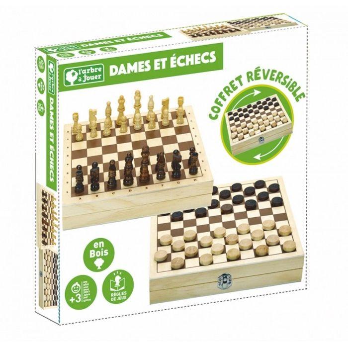 Jeux de plateau - L'ARBRE A JOUER - Jeux de dames et d'échecs - Coffret en bois - Mixte - 6 ans et plus