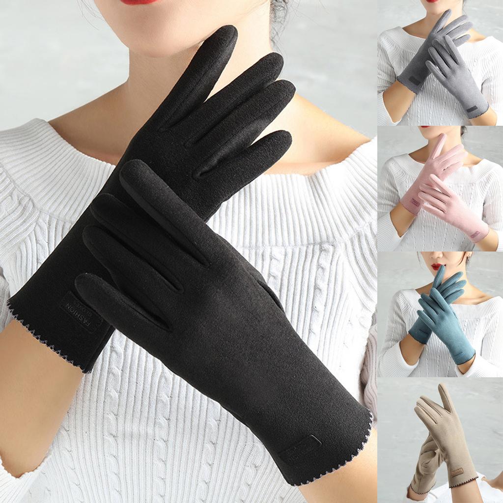 Перчатки ярлыка сплошного цвета немецкие кожаные с экраном Т-оуч для указательного пальца