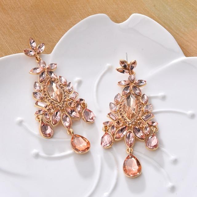 Ztech New Pink Series Crystal Beads Tassel Earrings for Women Girls Elegant Cute/Romantic Korean Style Statement Jewelry Brincos