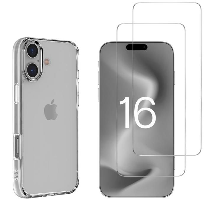 Чехол для iPhone 16 и 2 Закаленных Стекла Защитная Пленка для Экрана Phonillico®