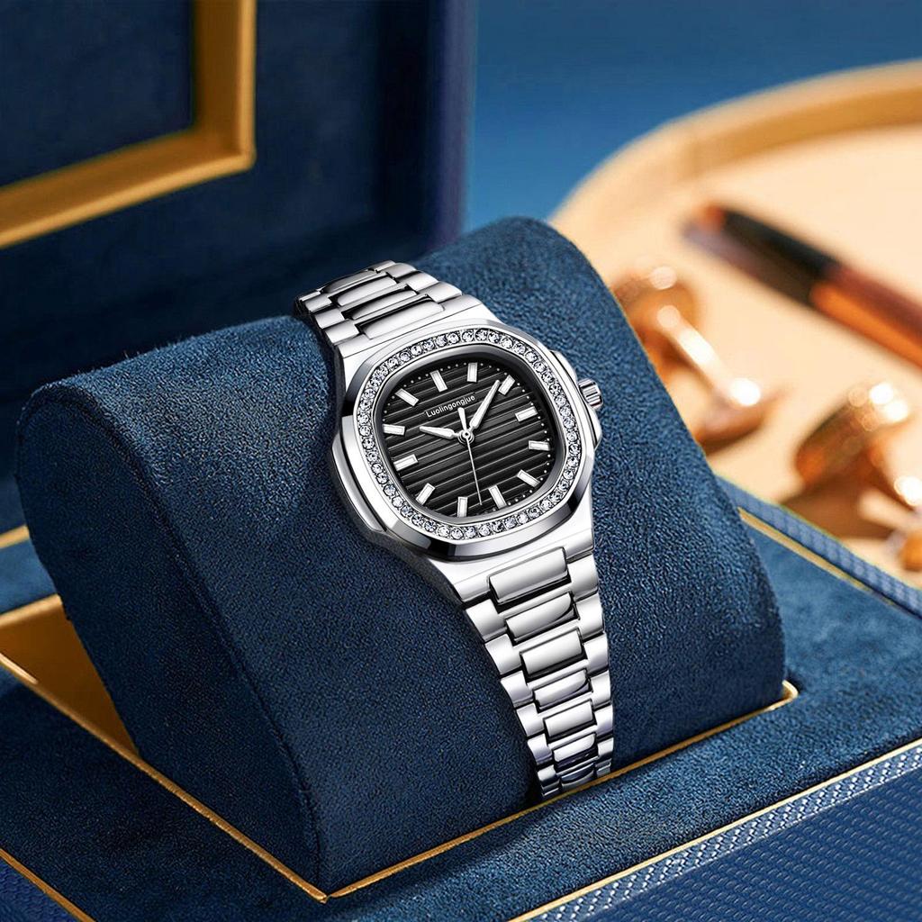 Женские автоматические часы Duke of Lorraine 1158 с квадратным бриллиантом и застежкой-бабочкой из нержавеющей стали