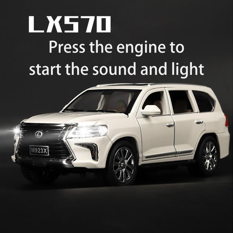 Масштаб 1/24 Lexus LX570, литая под давлением модель автомобиля, игрушечный автомобиль с откатным механизмом, звуком и светом для детей, коллекция подарков для мальчиков и девочек