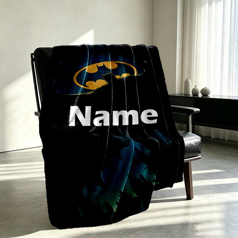 Custom Name Personalized Batman Print Blanket, Home Decor, Bedroom, Sofa, Camping, Couch, Gifts for Birthday Christmas