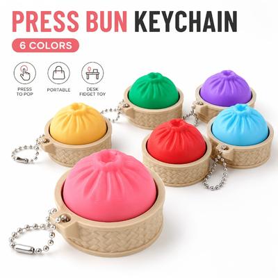 Steamed Bun Toy Pendant Desktop Ornament Decompression Keychain Squeezable Toy Simulation Steamed Bun