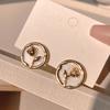 1 Pair Women Earrings Round Decorative Electroplating Stylish Hollow Rose Flower Female Earrings Jewelry Accessories