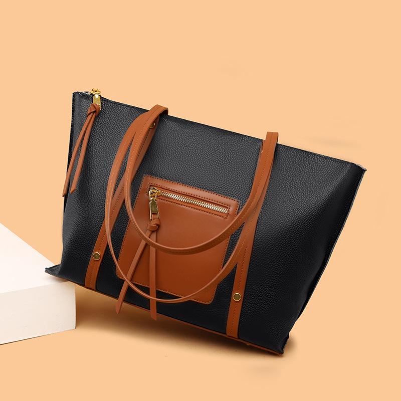 First Layer Cowhide Women'S Bag Large Capacity Tote Bag Fashionable Commuter Cowhide Shoulder Bag