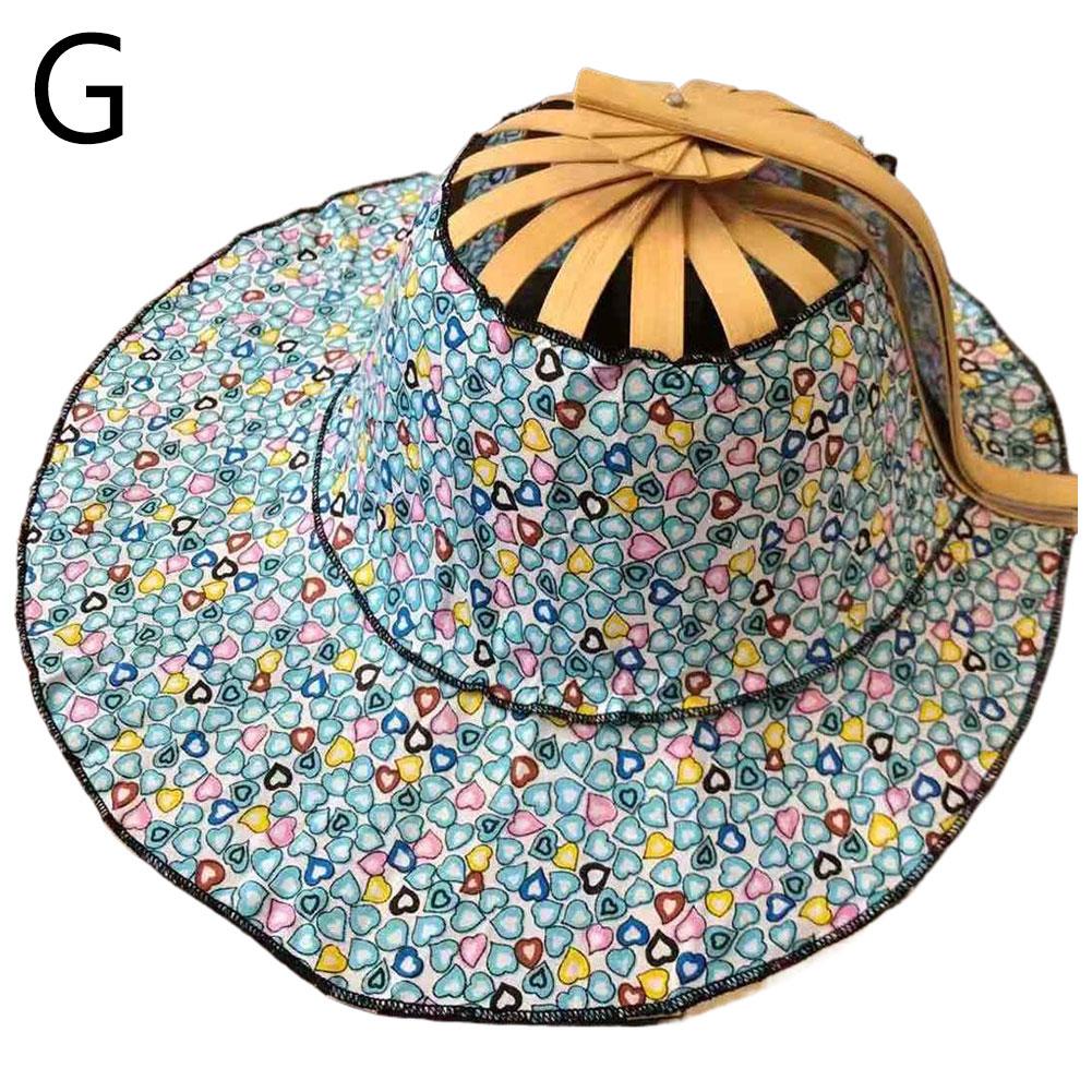 New Summer Outdoor Sports Beach Sun Shading Fashion Bamboo Fan Hat Foldable Bamboo Multifunctional Tourism Fan Hat Decoration