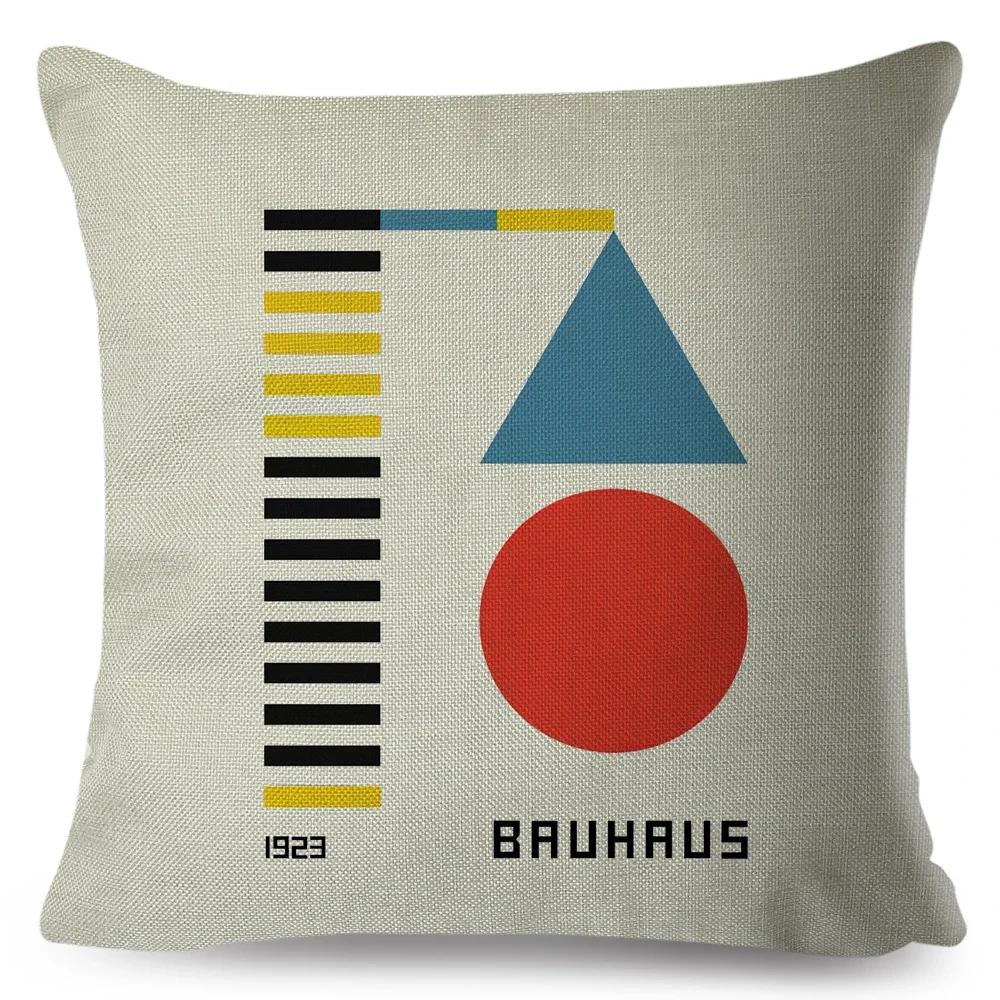 Nordic Polyester Throw Pillow Case for Sofa Minimalist Color Block Double Print Cushion Cover Decor Bauhaus Modern Pillowcase
