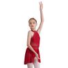 Girls Glittery Lyrical Dance Dress - Rhinestone Decor & Irregular Hem for Stage Performances