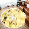 1pc Champagne Celebration Round Chair mat Area Rug - Non-Slip, Floor Mat for Office, Bedroom, home decor Christmas Gift p0811315