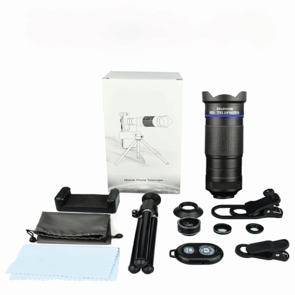 1set Large Aperture Phone Camera Lens Kit 36X Zoom Ultra Wide Angle Lens Outdoor Viewing