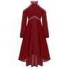 Girls Elegant Party Gown Halter Off Shoulder Long Sleeve High Waist Ruffled Irregular Hem Fake Diamond Design Dress