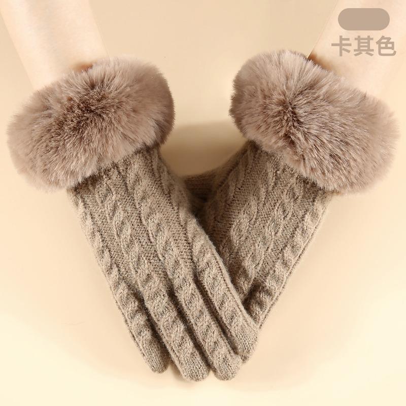 Зимние женские вязаные перчатки простые модные офисные теплые перчатки ветрозащитные для велоспорта на открытом воздухе