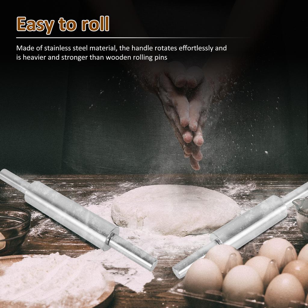 3 Pcs Stainless Steel Rolling Pin with Handles Nonstick Roll Pin Smooth Dough Roller Ergonomic Baking Rolling Pin for Pie Crust