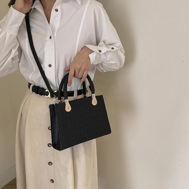 Stone Pattern Small Square Bag Fashion Handbag Retro Simple Shoulder Bag Messenger Bag