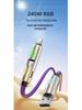 240W Fast Charging Multi-Function Type-C Cable with Colorful Breathing Light for Mobile Phones and Cars