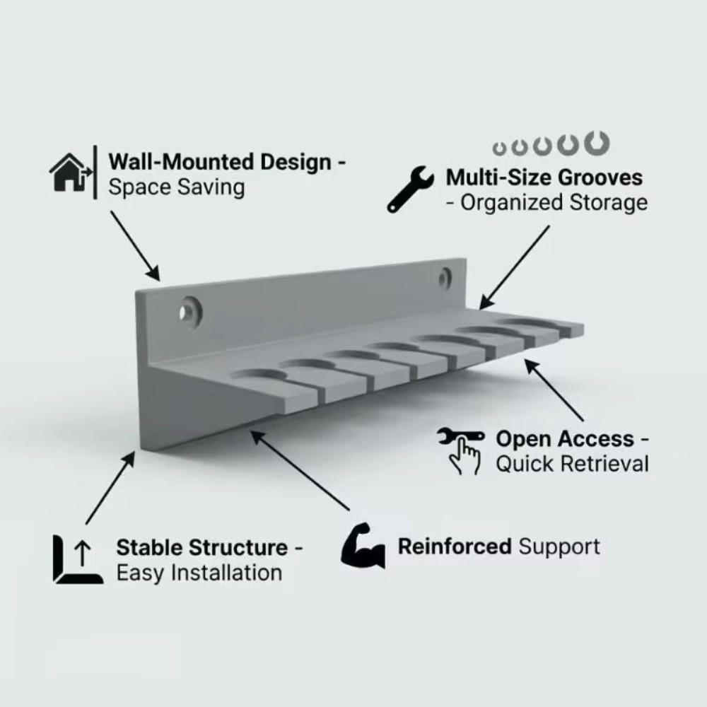 Wall Mounted Tool Rack No Drill Design Screwdriver Holder Parts Organizer for Outdoor Repair