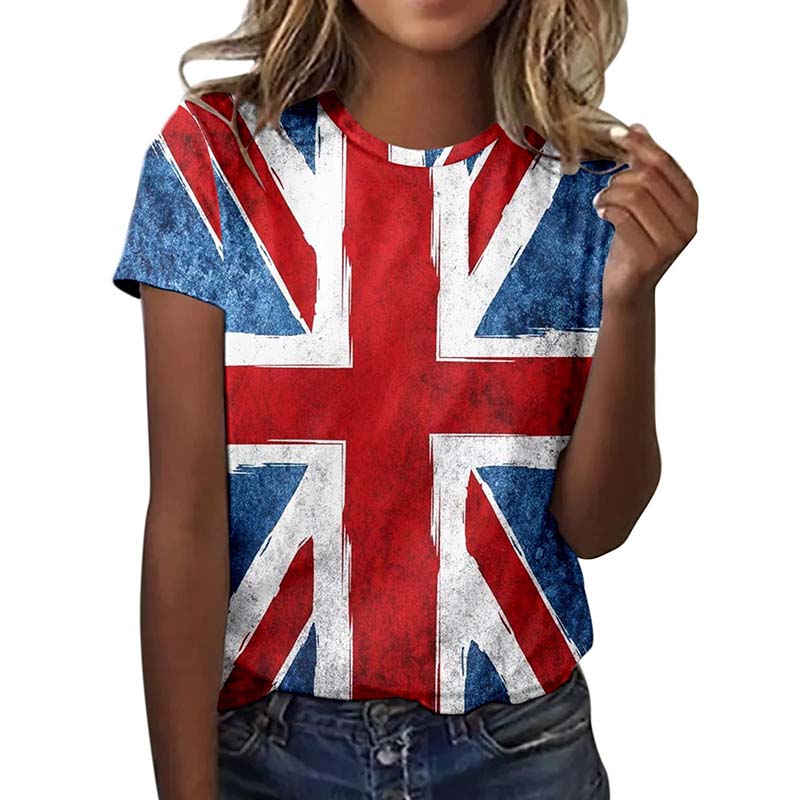 Летняя футболка с 3D-принтом британского флага для женщин и мужчин, футболки с коротким рукавом, уличная одежда Harajuku, футболки больших размеров, топы Y2k для девочек, одежда