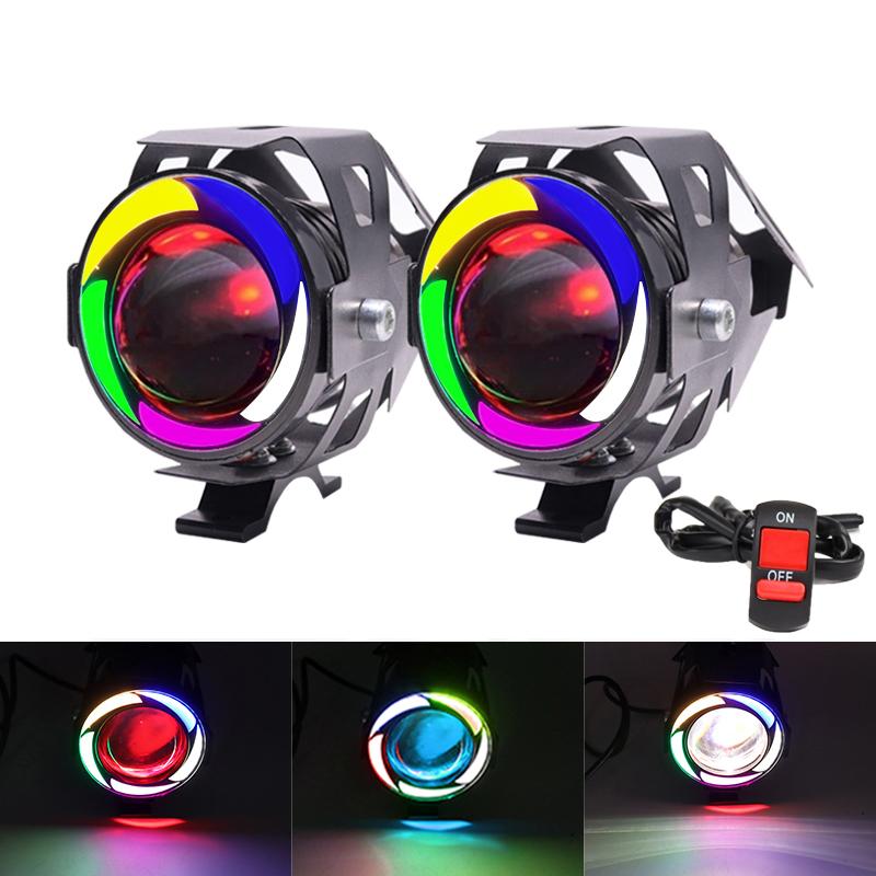 125 Вт мотоциклетные ангельские глазки 5 дюймов U7 RGB светодиодные фары DRL точечные фары