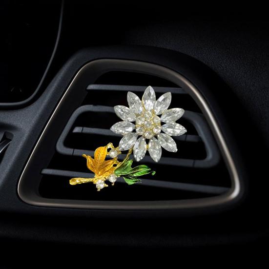 Автомобильный освежитель воздуха в виде цветка, клипса, универсальный, простая установка, блестящий, искусственный