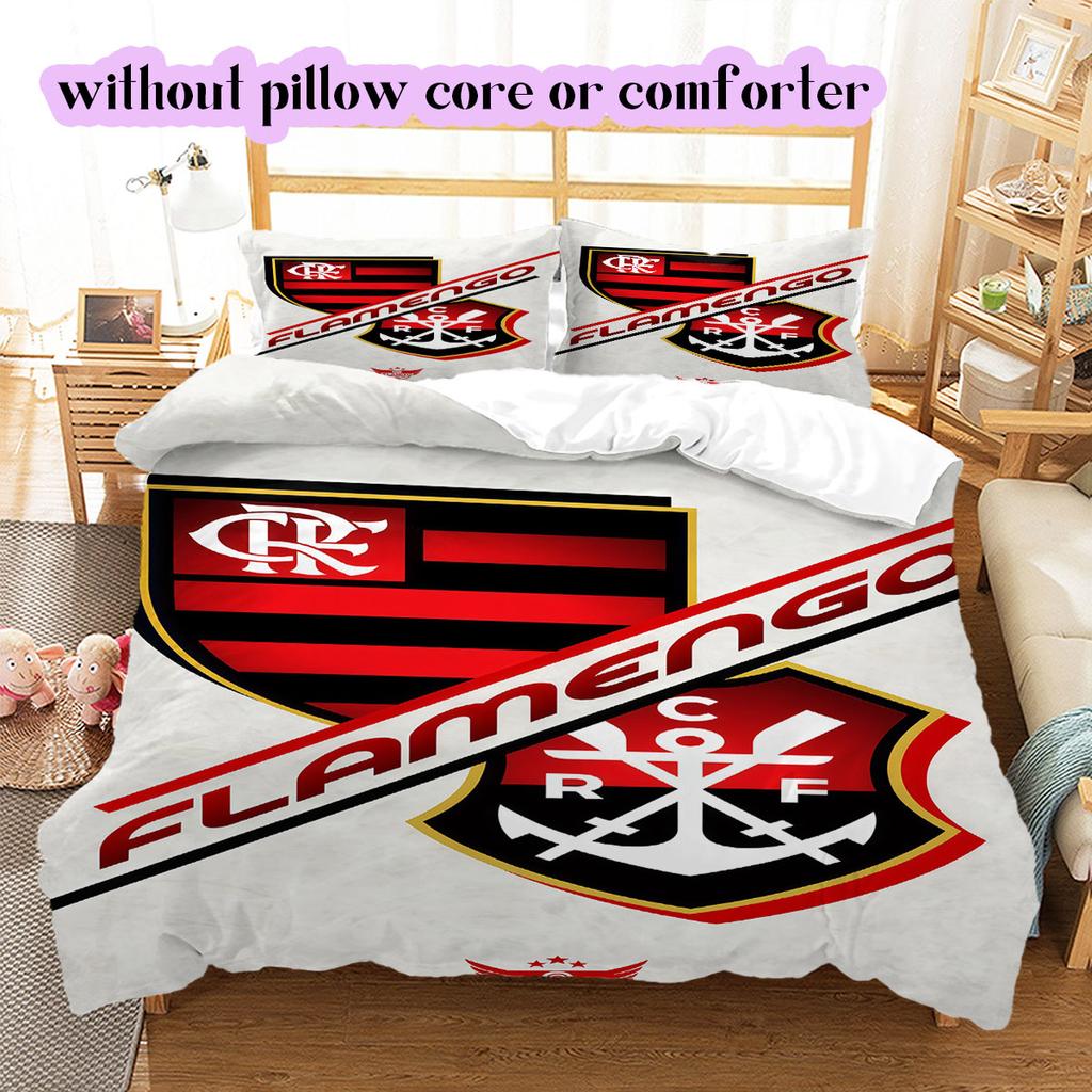 Flamengo football soccer Pattern Bedding,Quilt Set Quilt Cover Pillowcase Home Birthday Gift (1*duvet cover+2*pillowcase,without core)