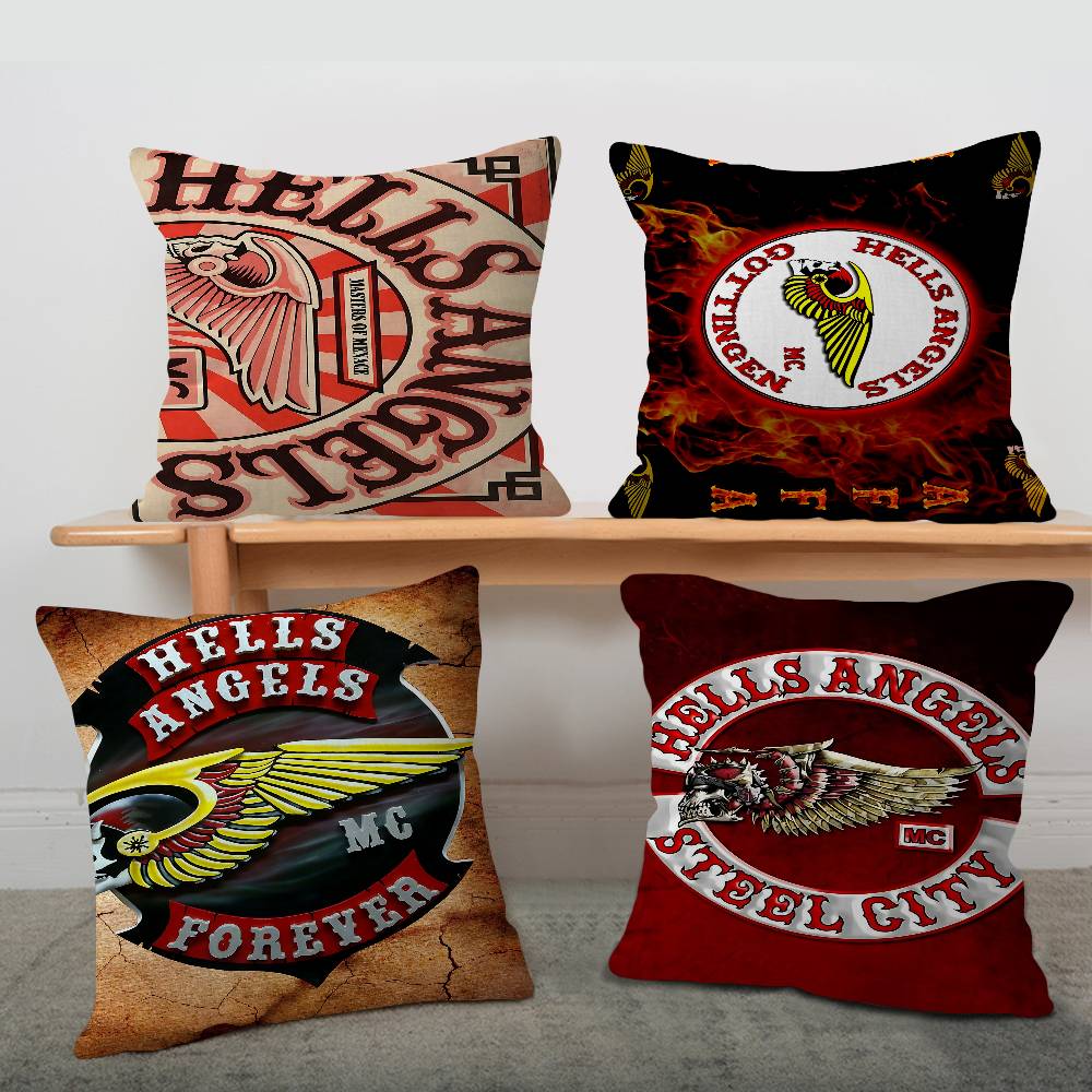 Club Hells AAngels Logo Cushion Cover Pillowcase Upholstery Sofa Throw Pillow Home Decor Pillowcas