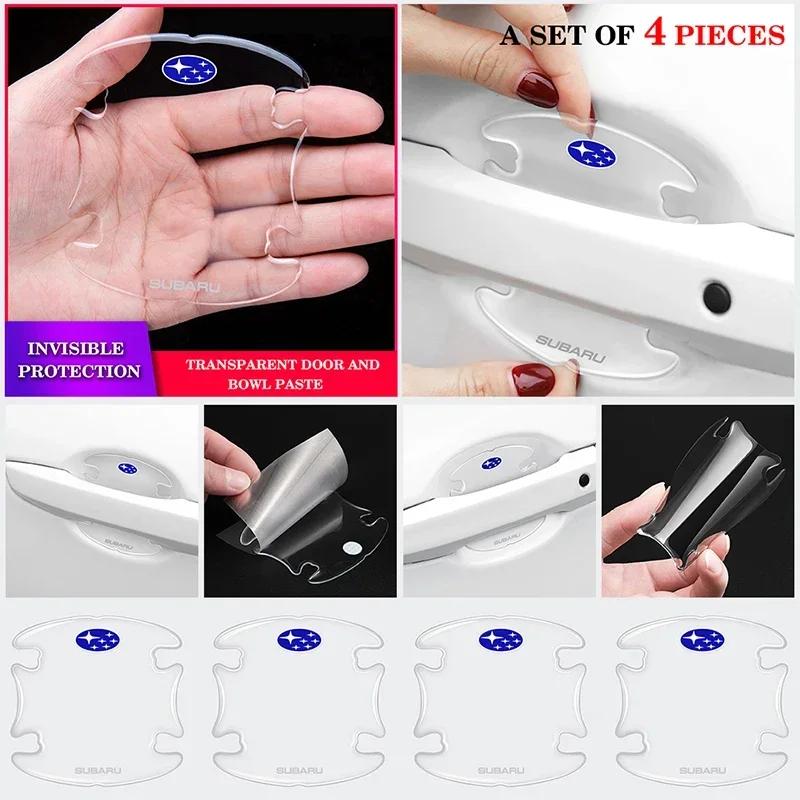 8Pcs Car Door Bowl Stickers for Subaru XV WRX BRZ FORESTER IMPREZA LEGACY OUTBACK STI Auto Handle Strips Protector Film Decals