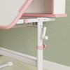 Height Adjustable Kids Desk and Chair Set, Children School Study Desk with Tiltable Desktop, Reading Rack, Pink