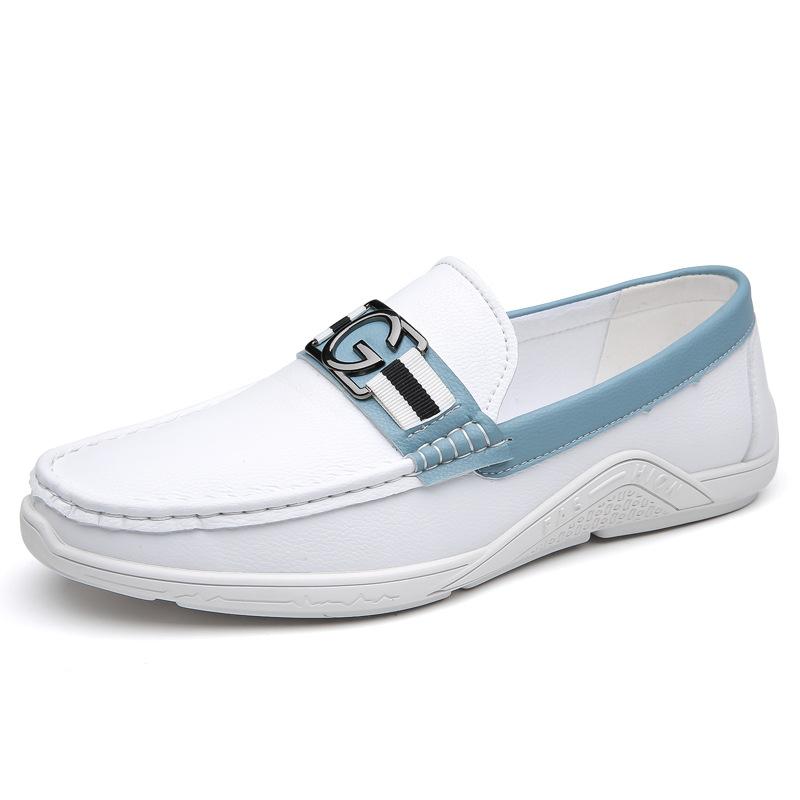 2025 весна-лето новые мужские туфли для вождения ленивые ноги мягкая кожа мягкая подошва универсальные белые шапочки мужские туфли 6033