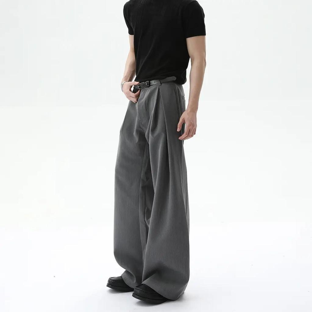 Ретро 3D Плиссированные Брюки А-силуэта - Мужские Повседневные Брюки Свободного Кроя в Американском Стиле